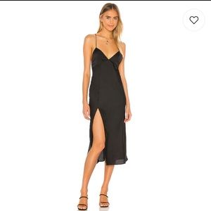 X Revolve Harper Black Midi Dress with Slit - RESA